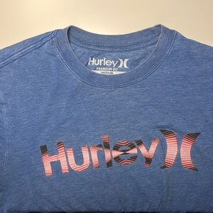 Hurley Premium Fit Cotton-Blend Blue Hurley Logo Short Sleeve Tee - Medium